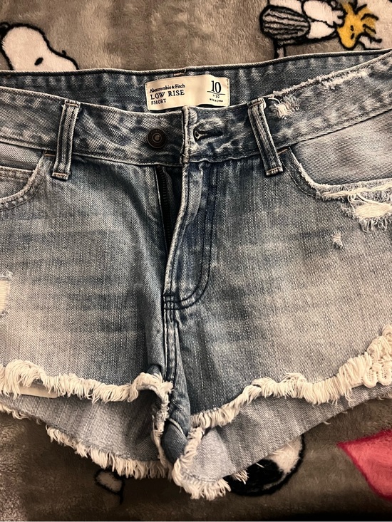 Abercrombie & Fitch Pants - Abercrombie & Fitch Light Blue Distressed Low-Rise Denim Shorts